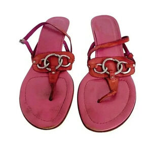 Coach Y2K Vintage Pink Leather Strappy Sandal Kitten Heels Pumps Women's Size 9